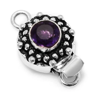 1 PC AMETHYST BOX CLASP 1 STRAND ANTIQUE STERLING SILVER PLATED 623 LFU-273 - Picture 1 of 1