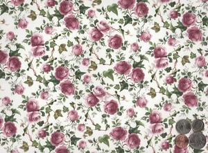 Allover Pink Rose Chintz 1 pc 9 x 13.5 Inch Overglaze Ceramic Decal Sheet - Picture 1 of 2