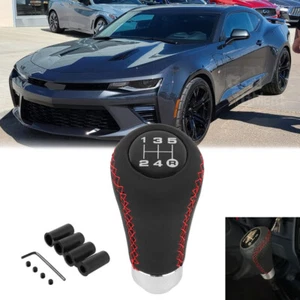 For Chevrolet Camaro Leather Manual 5 Speed Gear Stick Shifter Shift Knob Lever - Foto 1 di 16