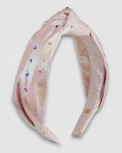 $31 Bari Lynn Kid's Girl's Pink Metallic Swarovski Crystals Knotted Headband - Picture 1 of 1