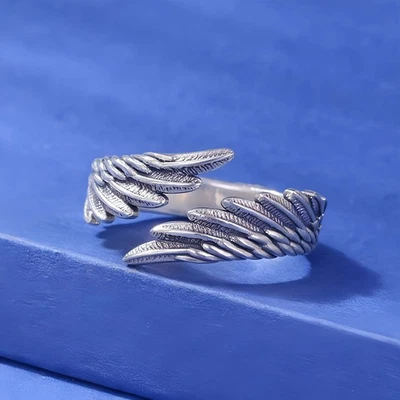 Vintage Angel Wing Adjustable 925 Sterling Silver Ring For Women Jewellery Gift - Image 1 of 4