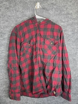 Camisa Carhartt flanela masculina XL 16/18 vermelha preta búfalo xadrez com capuz outono 2014 - Imagem 1 de 4