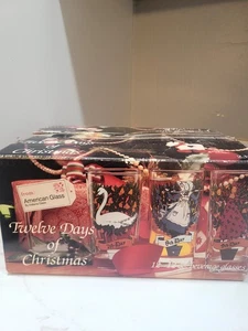 Vintage Indiana Glas 12 Days of Christmas Trinkbecher KOMPLETTSET mit Box - Bild 1 von 8