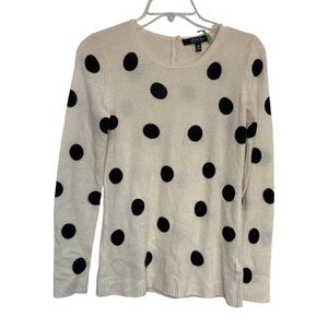 Suéter de cachemir a lunares negro crema Saks Fifth Avenue para mujer talla S - Imagen 1 de 6