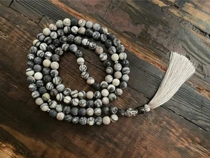 Mala Kette - Matter Netzstein & Buddha, Edelstahl - NEU - Yoga - Schmuck!!! - Bild 1 von 9