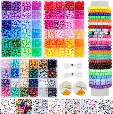 3000 Pony Beads, 1000 Buchstabenperlen, 72 Farben Kandi Bunte Perlen Für Armbänd