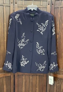 Dana Buchman Purple Embroidered Silk Persian Gardens Jacket - Sz 14 NWT - Picture 1 of 11