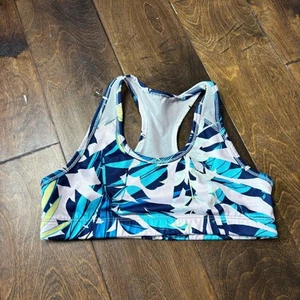 Old Navy Girls Large 10/12 Sports Bra Unpadded Pink Blue Floral Mesh - Picture 1 of 4