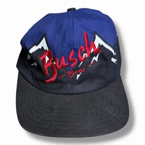 Vintage Busch Bier Snapback Mütze Kappe Allover-Druck Berg selten USA bestickt AOP - Bild 1 von 4