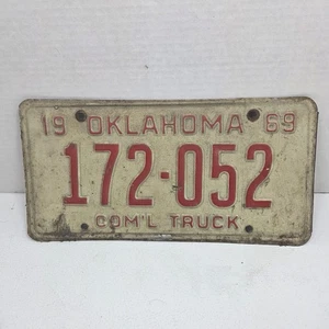 1969 Oklahoma Commercial Truck License Plate 172-052 Vintage Auto Tag - Picture 1 of 4