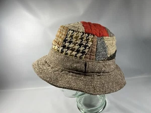 Sombrero cubo vintage Lands End lana irlandesa tweed retazos talla M - Imagen 1 de 7
