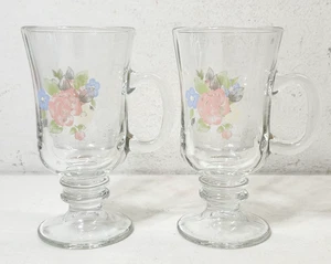 2 tazas de café irlandesas Pfaltzgraff Tea Rose taza de vidrio 950761 - Imagen 1 de 8