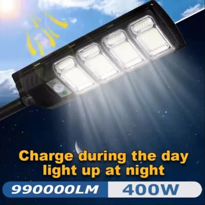 Commercial 99000000LM LED Outdoor Dusk to Dawn Solar Street Light Road Area Lamp