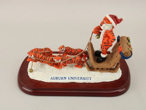 Slavic Treasures Auburn University Tigers Mascot Holiday Sleigh Figurine Limited Cover