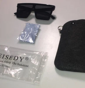 FEISEDY Women Men Flat Top Shield Sunglasses Oversized Square Rimless Shades  - Picture 1 of 8