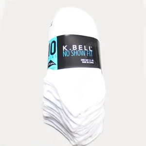 K. Bell No Show Socks 10 Pair Pack White Size 5.5-10 - Picture 1 of 2