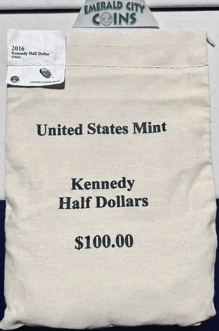 2016 P,D KENNEDY HALF DOLLAR $100 MINT SEWN BAG “200” 50C COINS BRILLIANT UNC Cover