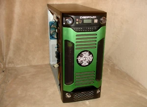 Cyberpower Gaming PC Case w/ PS Fan DVD RW Card RW NO SIDE PANELS Green - Picture 1 of 23