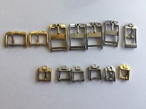 Original Vintage Omega Watch Buckle Stainless Steel and Gold Different Sizes 