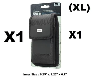 XL RUGGED CELL PHONE VERTICAL POUCH WITH METAL CLIP, HOOK, BELT LOOP +CARD SLOT - Picture 1 of 5