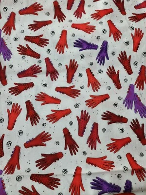 Robert Kaufman Colorful Sewing Quilting Red & Purple Glove Fabric 2 3/4 Yards - Image 1 of 4