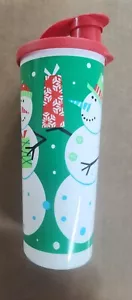 Tupperware 16 oz Snowmen Tumbler /Cup Holiday Weather w/ Flip NEVER USED - Picture 1 of 5