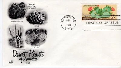 USPS FDC ArtCraft #1944 1981 20¢ Beavertail Cactus Desert Plants ST3127 - Image 1 of 2