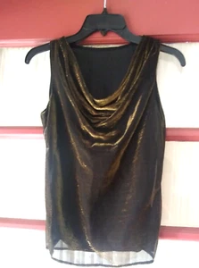 Simco Formalwear Sleeveless cowl neck top Women's Size 2 Brown with gold glitter - Picture 1 of 5