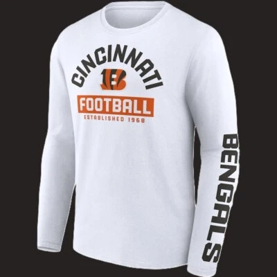 Camiseta Cincinnati Bengals Para Hombre Blanca Manga Larga 100% Poliéster - Talla XXL - Nueva Foto 1 de 2