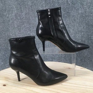 Via Spiga Boots Womens 7 M Madeline Ankle Bootie Black Pointed Toe Kitten Heels - Picture 1 of 15