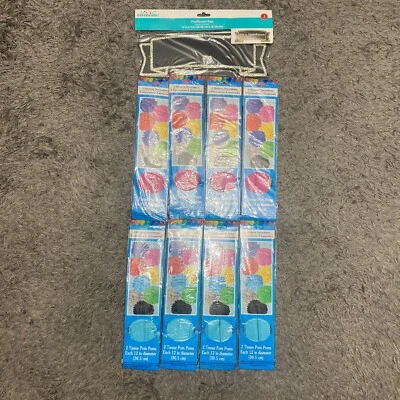 16 Hanging 12" Pink + Blue Party Tissue Pom Poms Decorations + Chalkboard Sign - Image 1 of 4