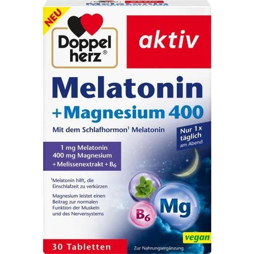 QUEISSER PHARMA GMBH & CO. KG DOPPELHERZ Melatonin+Magnesium 400 Tabletten 30 ST PZN 17573013