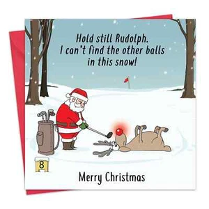 Funny Golf Christmas Card - Humour Merry Christmas Card for Golfer - Xmas Card - Picture 1 of 7