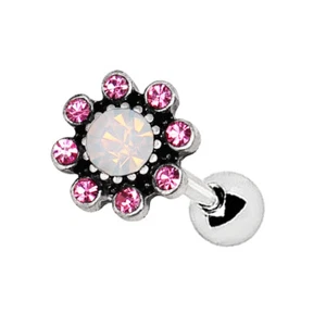 16GA 1.2mm 1/4" Flower 8mm Pink Flower Cartilage Earring Cartilage Tragus A191 - Picture 1 of 3