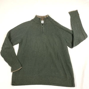 Columbia Knitted Pullover Sweater Green Long Sleeve Zip Neck Mens Size XL - Picture 1 of 10