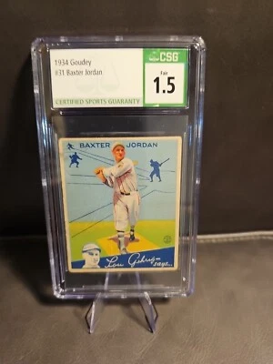 1934 Goudey Big League chiclete R320 Baxter Jordan 31 CSG 1.5 Lou Gehrig diz - Imagem 1 de 2