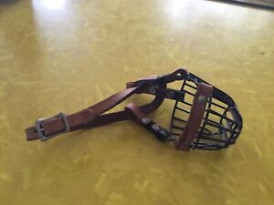 Vintage DOG MUZZLE • Wire & Leather • For Small Dog Chihuahua Poodle