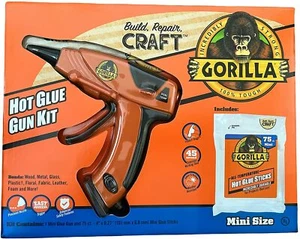 Gorilla, Mini Size Hot Glue Gun Kit w 75 Ct Mini Glue Sticks | Incredibly Strong - Picture 1 of 8