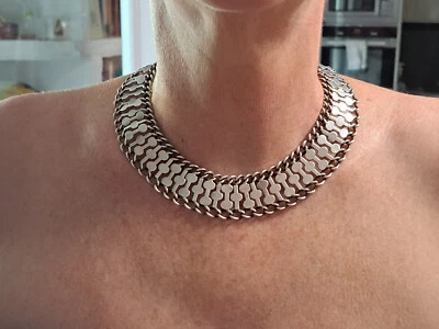 ANCIEN COLLIER VINTAGE ANNEES 50-60 FAR FAN ARGENT - Photo 1/4