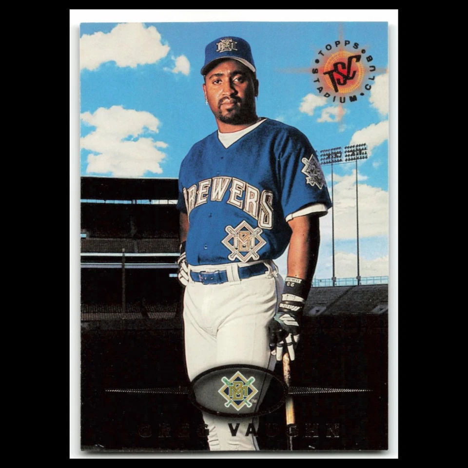 Greg Vaughn #423 1995 Topps Stadium Club Milwaukee Brewers Baseball Card MLB NM - Image 1 of 3