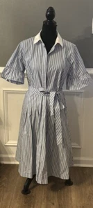 BROOKS BROTHERS NWT ($228) vertical stripe a line shirt dress size 14 - Picture 1 of 10