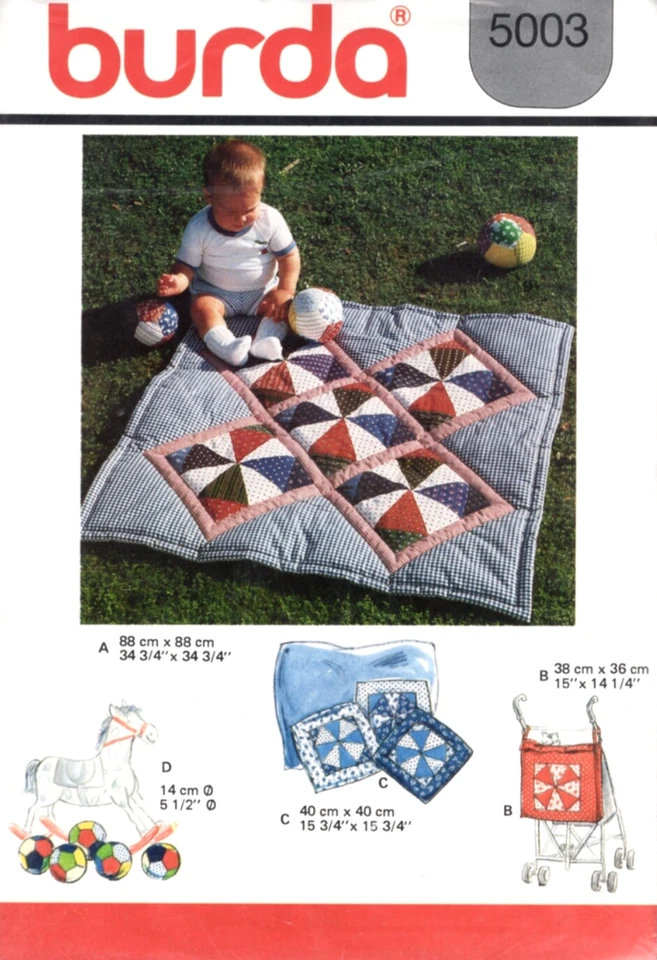 Baby Toddler Stroller Bag, Toy Ball, Quilt, Pillows Burda Sewing Pattern 5003 - Image 1 of 2