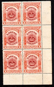 Labuan Crown. 1902. SG. 128a. $1. Corner block of Six. Claret & Orange. MNH - Picture 1 of 3