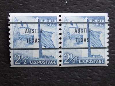 (1) MNH COIL PAIR U. S. DEFIN. precan. stamp, W/A AUSTIN, TEX PC-2 1/2 C B. HILL - Image 1 of 2