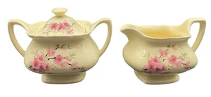 Vintage W.S. George Lido Canarytone Sugar Bowl & Creamer Set USA 3.5"H x 6"W - Picture 1 of 8