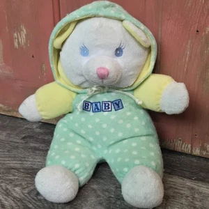 Vintage HTF Soft Expressions Terry Cloth Plush Bear Cream BABY 10” Inch Rattles - Picture 1 of 11