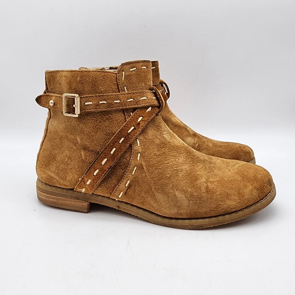 Hush Puppies Chardon Belt Suede Boots Booties Womens Size 7 Cognac Brown Western - Image 1 of 4