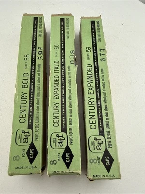 3 ATF American Type Founders Co Century Bold 8 Pt Figures NOS Bold Italic - Image 1 of 4