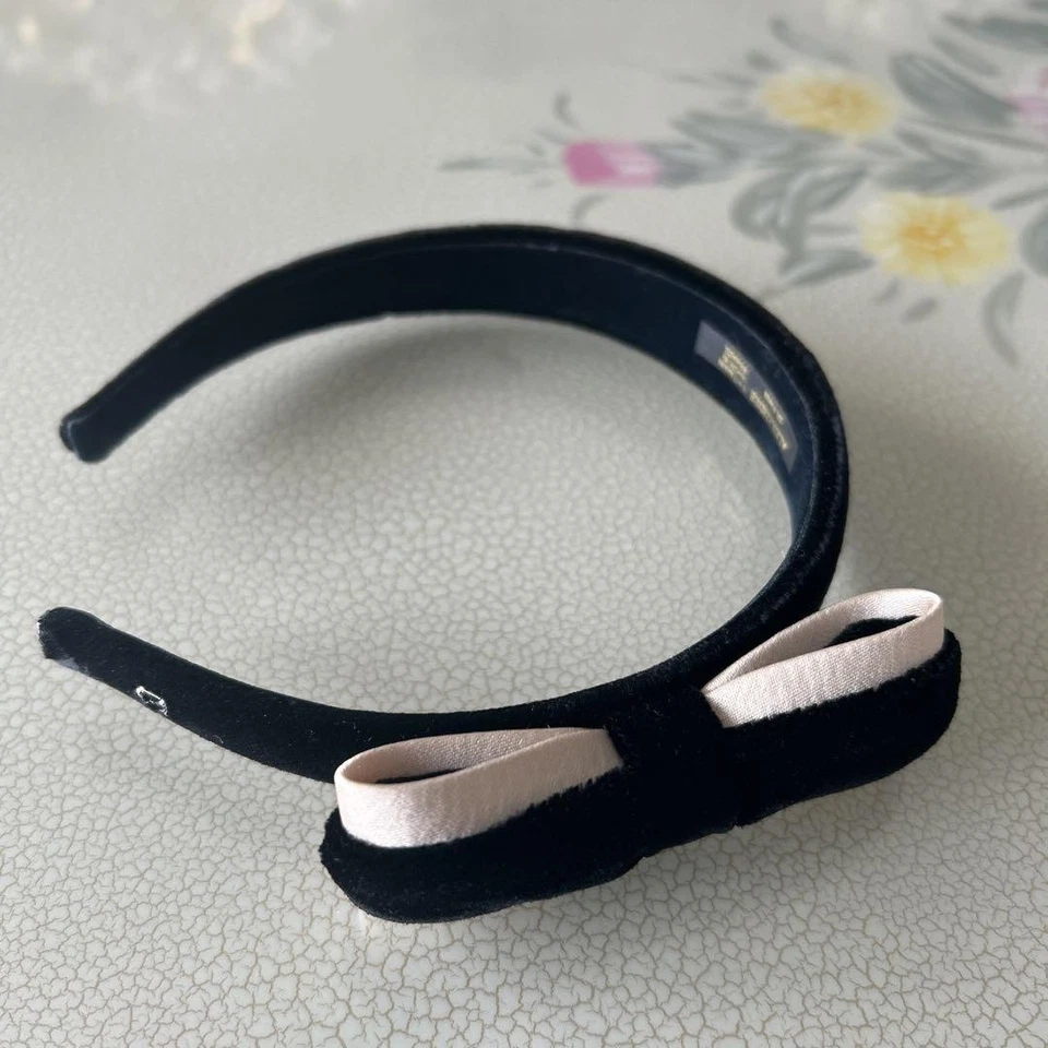 Diadema Cinta ALEXANDRE DE PARIS Terciopelo Negro Beige Foto 1 de 4