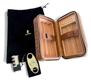 Estuche de Viaje Humidor de Puros XIFEI 6 Ranuras Cuero Soporte Estuche Más Accesorios - Imagen 1 de 16